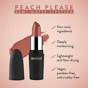Mented Semi Matte Lipstick Peach Please for All Skin Tones