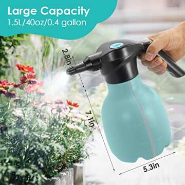 SideKing 0.4Gal/1.5L Electric Spray Bottle for Indoor/Outdoor Plants, Automatic Plant Mister Spray Bottle Rechargeable Battery Powered Sprayer with Adjustable Spout for Gardening,Fertilizing,Cleaning