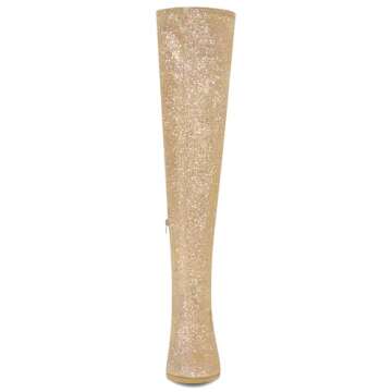 Allegra K Gold Glitter Over the Knee Boots for Women