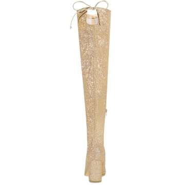 Allegra K Gold Glitter Over the Knee Boots for Women