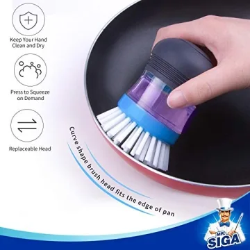 MR.SIGA Soap Dispensing Palm Brush Set for Easy Cleaning