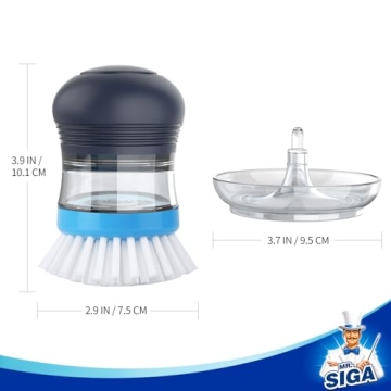 MR.SIGA Soap Dispensing Palm Brush Set for Easy Cleaning