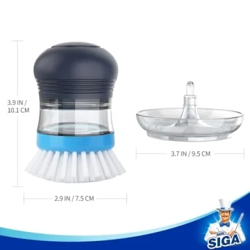 MR.SIGA Soap Dispensing Palm Brush Set for Easy Cleaning