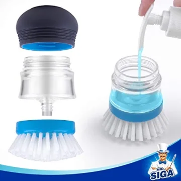 MR.SIGA Soap Dispensing Palm Brush Set for Easy Cleaning