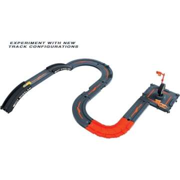 Hot Wheels Toy Car Track Set Pack, 10 Track-Building Parts with City Square, Bridge & 1:64 Scale Vehicle, Connects to Other Tracks