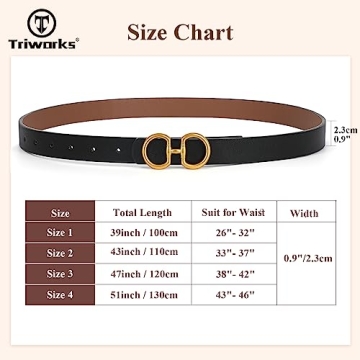TRIWORKS Reversible Leather Belt for Women's Fashion