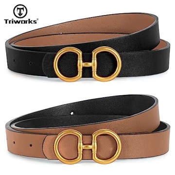 TRIWORKS Reversible Leather Belt for Women's Fashion