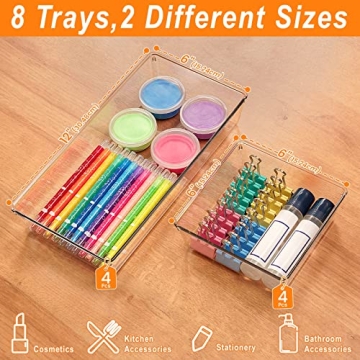 Criusia 8 Pack Clear Drawer Organizer Set for Home & Office