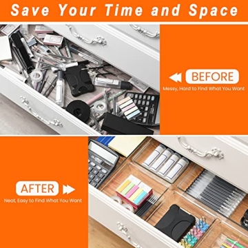Criusia 8 Pack Clear Drawer Organizer Set for Home & Office