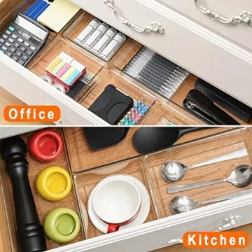 Criusia 8 Pack Clear Drawer Organizer Set for Home & Office