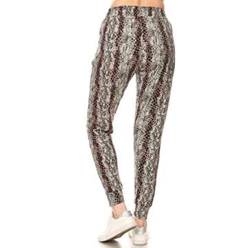 Leggings Depot JGA-S704-S Slither Snake Print Jogger Pants w/Pockets, Small