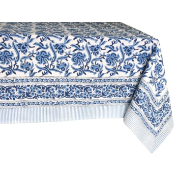 Elegant ATOSII Midnight Bloom Cotton Tablecloth for Dining
