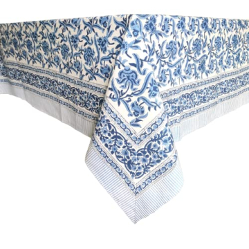 Elegant ATOSII Midnight Bloom Cotton Tablecloth for Dining