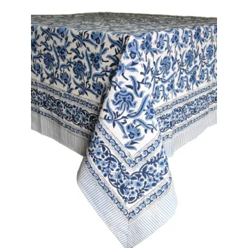 Elegant ATOSII Midnight Bloom Cotton Tablecloth for Dining