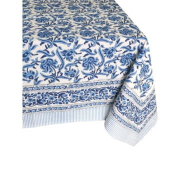 Elegant ATOSII Midnight Bloom Cotton Tablecloth for Dining