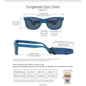 COCOSAND Flexible Baby Sunglasses with Strap Polarized UV Protection for Toddler Infant Newborn Boys Grils Age 0-24 Months