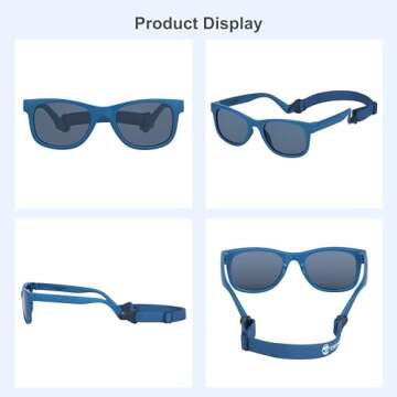 COCOSAND Flexible Baby Sunglasses with Strap Polarized UV Protection for Toddler Infant Newborn Boys Grils Age 0-24 Months