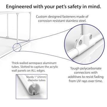 Clearly Loved Pets 27" Tall Large Lucidium Pet Pen, White