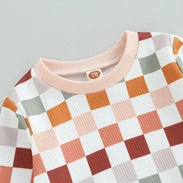 Toddler Baby Boy Checkered Plaid Sweatshirt Pants Set