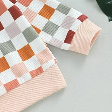 Toddler Baby Boy Checkered Plaid Sweatshirt Pants Set
