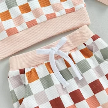 Toddler Baby Boy Checkered Plaid Sweatshirt Pants Set