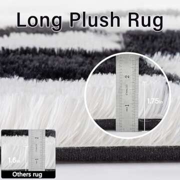PureCozy Checkered Rug 8x10 for Living Room, Black and White Modern Shag Rug Washable Non-Slip Large Area Rug Super Soft Indoor Fuzzy Carpet Fluffy Rugs for Bedroom Home Aesthetic Decor