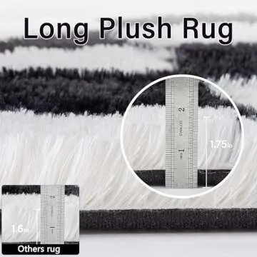 PureCozy Checkered Rug 8x10 for Living Room, Black and White Modern Shag Rug Washable Non-Slip Large Area Rug Super Soft Indoor Fuzzy Carpet Fluffy Rugs for Bedroom Home Aesthetic Decor