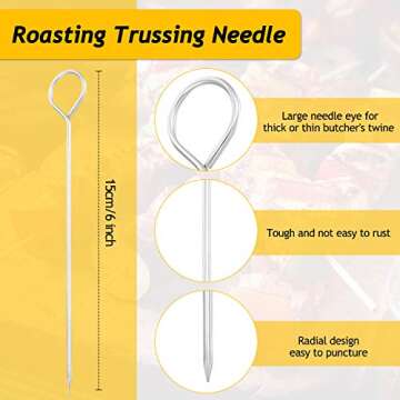 WILLBOND 17 Pieces Poultry Lacing Kit, 6 Inch Turkey Lacers Meat Roasting Trussing Needles Barbecue Skewers Cooking Twine Cooking String for Turkey Poultry Grilling Supplies