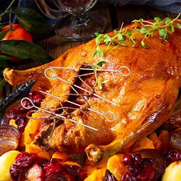 WILLBOND 17 Pieces Poultry Lacing Kit, 6 Inch Turkey Lacers Meat Roasting Trussing Needles Barbecue Skewers Cooking Twine Cooking String for Turkey Poultry Grilling Supplies