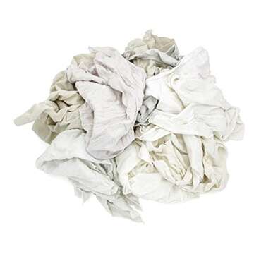 Pro-Clean Basics A99305 Select Quality Cleaning T-Shirt Cloth Rags, Lint Free, White, 1 lb Bag