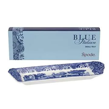 Portmeirion Blue Italian Small Tray | Serving Platter for Tea Sandwiches, Desserts, and Appetizers | Porcelain | Measures 9-Inches | Dishwasher Safe (Blue/White)