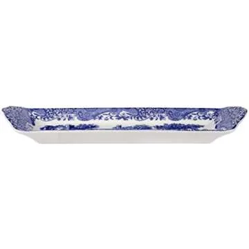 Portmeirion Blue Italian Small Tray | Serving Platter for Tea Sandwiches, Desserts, and Appetizers | Porcelain | Measures 9-Inches | Dishwasher Safe (Blue/White)