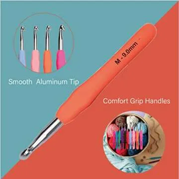 Yarniss 20 Sizes Crochet Hooks Complete Set 0.5mm-10mm, Ergonomic Crochet Hooks with Case for Arthritic Hands