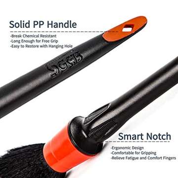 SGCB Pro Soft Car Detailing Brush Set, Microfiber Polyester Detail Brush Automotive Cleaning Brush |Wet & Dry| Use Anti-Chemical Scratch Free Car Cleaning for Interior Leather Dashboard Air Vent Wheel