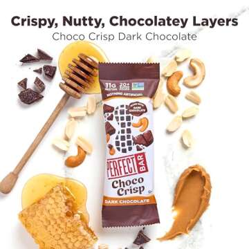 Perfect Bar Choco Crisp, Dark Chocolate Nut Butter Protein Bar, Protein Snack, Gluten Free, Soy Free, Non GMO, No Sugar Alcohols, 1.9 Ounce Bar, 10 Count