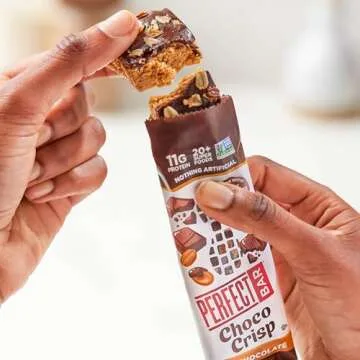 Perfect Bar Choco Crisp, Dark Chocolate Nut Butter Protein Bar, Protein Snack, Gluten Free, Soy Free, Non GMO, No Sugar Alcohols, 1.9 Ounce Bar, 10 Count