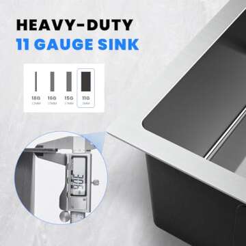 POPFLY 25×18 Inch Drop in Kitchen Sink, 18 Guage 304 Stainless Steel 9 Inch Deep Sink, 25 Inch Topmount Overmount Kitchen Bar Prep Single Bowl Sink with Drain Strainer, Brushed Nickel