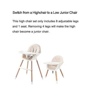 PandaEar 3-in-1 High Chairs for Babies Toddlers, Convertible Infant Highchair with Removable Tray & ...