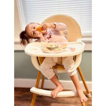 PandaEar 3-in-1 High Chairs for Babies Toddlers, Convertible Infant Highchair with Removable Tray & Safety Harness Adjustable Legs