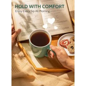 Sweese Porcelain Coffee Mugs - 16 Ounce - Set of 6, Cups for Latte, Hot Tea, Cappuccino, Mocha, Cocoa, Multicolor, Blue Assorted Colors