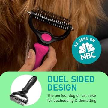Maxpower Planet Hair Brush - Double Sided Shedding, Dematting Undercoat Rake for Dogs, Cats - Extra ...