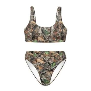 INSTANTARTS Oak Camo Two Piece Tankini Swimsuit for Women