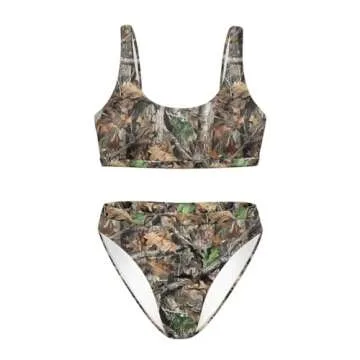 INSTANTARTS Oak Camo Two Piece Tankini Swimsuit for Women