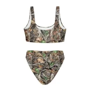 INSTANTARTS Oak Camo Two Piece Tankini Swimsuit for Women