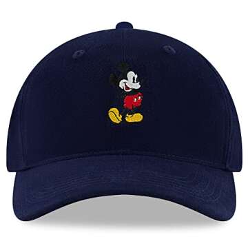 Disney Men's Baseball Cap, Mickey Mouse Adjustable Hat for Adult, Navy, One Size