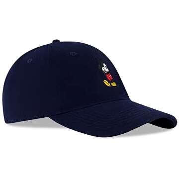 Disney Men's Baseball Cap, Mickey Mouse Adjustable Hat for Adult, Navy, One Size