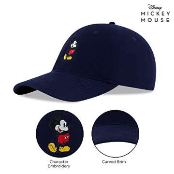 Disney Men's Baseball Cap, Mickey Mouse Adjustable Hat for Adult, Navy, One Size