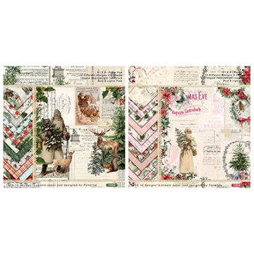 ZIIVARD 48 Sheets Vintage Scrapbook Paper Santa Claus&Christmas Eve Single Side Cardstock Decorative...