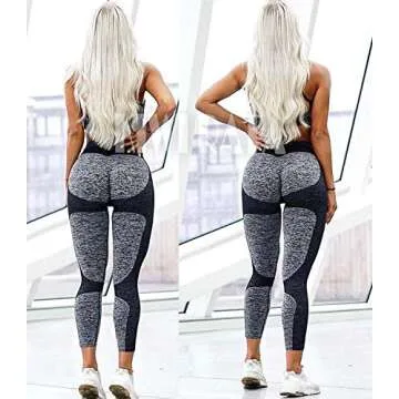 KIWI RATA Women's Striped Leggings High Waisted Seamless Butt Lift Yoga Pants Sports Workout Tights