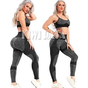 KIWI RATA Women's Striped Leggings High Waisted Seamless Butt Lift Yoga Pants Sports Workout Tights